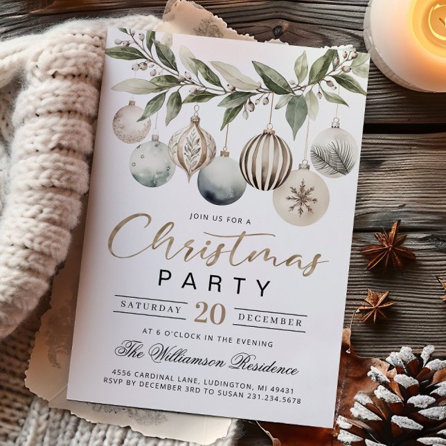 Elegant Modern Retro Christmas Party Invitation (Elegant Modern Retro Christmas Party Invitation)