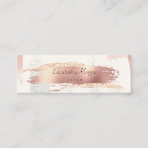 Elegant Modern, Roségold, Wasserfarbe Pinselstrich Mini Visitenkarte