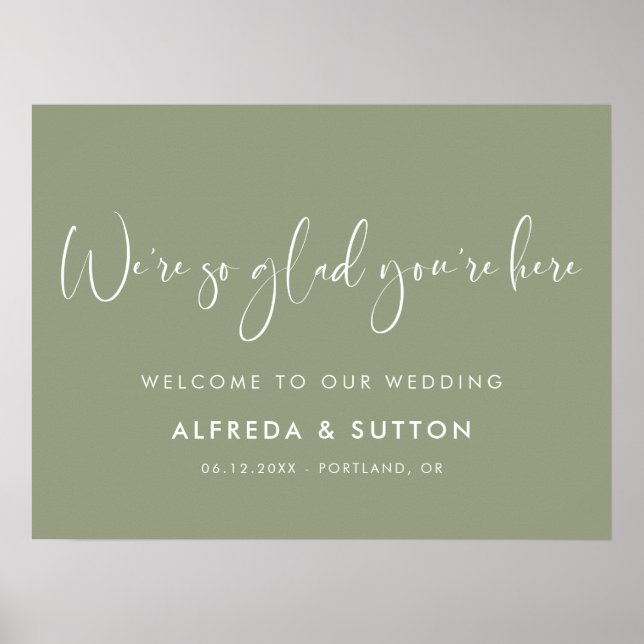 Elegant & modern Sage Green So froh, dass Sie hier Poster (Vorne)