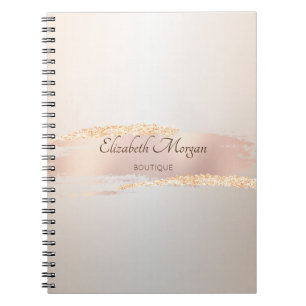 Elegant modern, schicke Rosen-Gold-Pinselstrich Notizblock