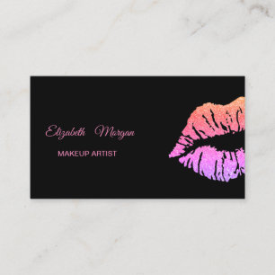 Elegant Modern Schwarz, Glitter Lippen Visitenkarte