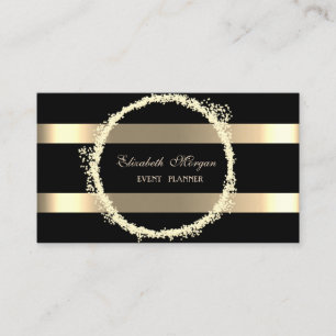 Elegant Modern, Schwarz, Gold gestreift Visitenkarte