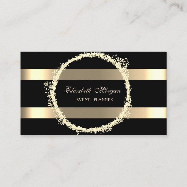 Elegant modern, schwarz, Gold gestreift Visitenkarte (Vorderseite)