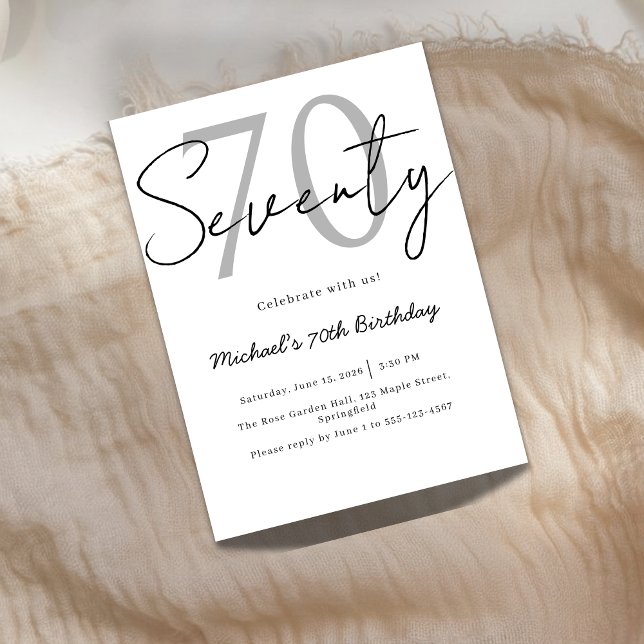 Elegant Modern Script 70th Birthday Invitation Einladung (Von Creator hochgeladen)