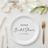 Elegant Modern Script | Bridal Shower Paper Plate
