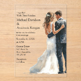 elegant modern script bride & groom wedding  acryleinladungen