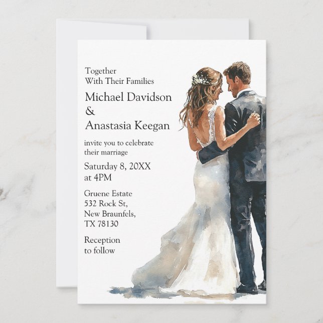 elegant modern script budget wedding invitation   mitteilungskarte (Vorderseite)