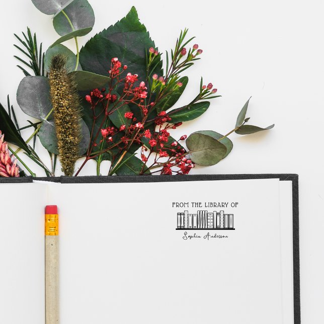 Elegant & Modern Script Library Custom Name Books Gummistempel (Von Creator hochgeladen)