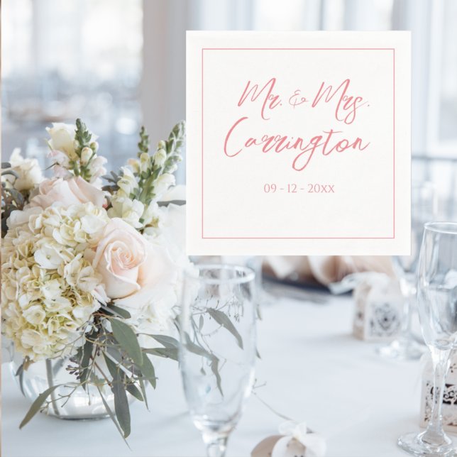 Elegant Modern Script Mr. Pink Wedding Serviette (Von Creator hochgeladen)