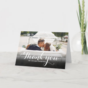 Elegant Modern Script Wedding Photo Thank You Dankeskarte