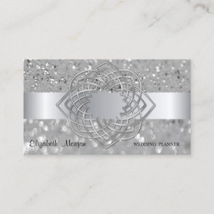 Elegant Modern, Silber Glitter Bokeh Visitenkarte