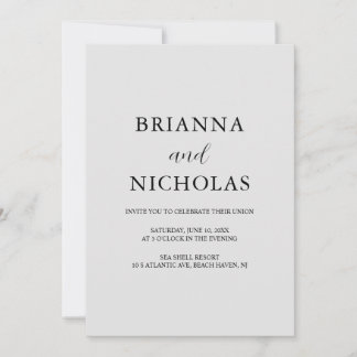 Elegant Modern Silver Gray Wedding All-in-One Einladung