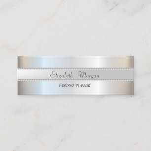 Elegant Modern Stilvoll Silber, Perlen Mini Visitenkarte