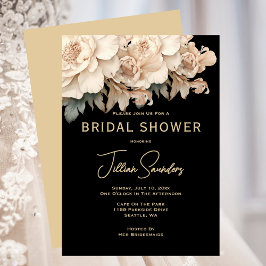 Elegant Modern Taupe Black Bridal Shower Einladung
