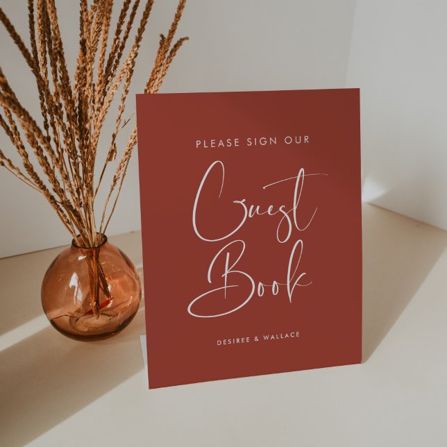 Elegant & Modern Terracotta Gästebuch Sockelschild (Von Creator hochgeladen)