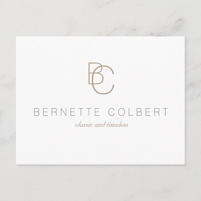 Elegant Modern Two Initial Monogram Postcard Postkarte (Vorderseite)