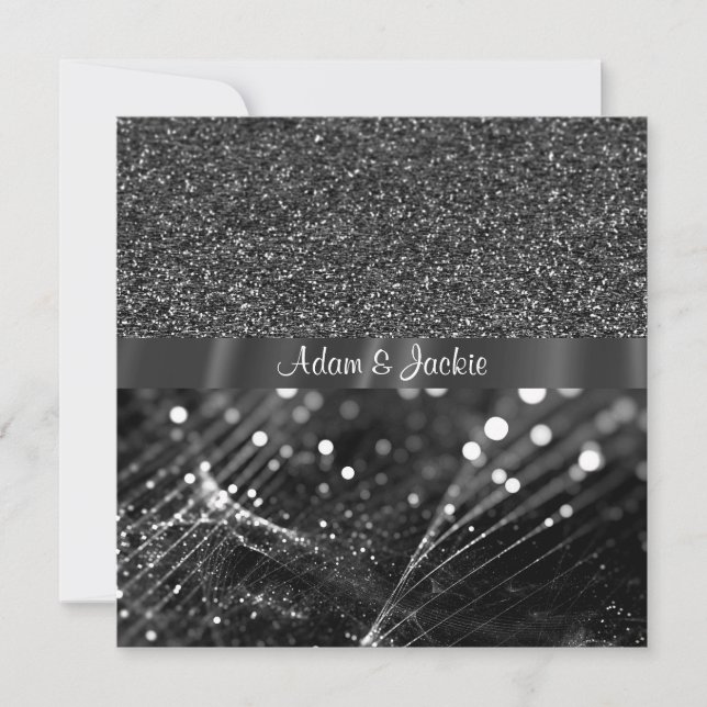 ELEGANT & MODERN WEDD SPLIT Schwarz-Weiß Einladung (Vorderseite)