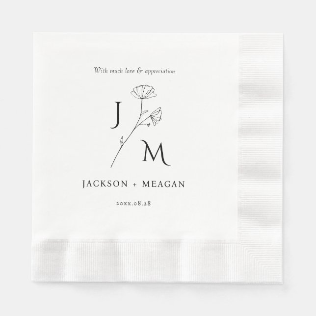 Elegant Modern Wedding Luncheon Paper Napkin Serviette (Vorderseite)