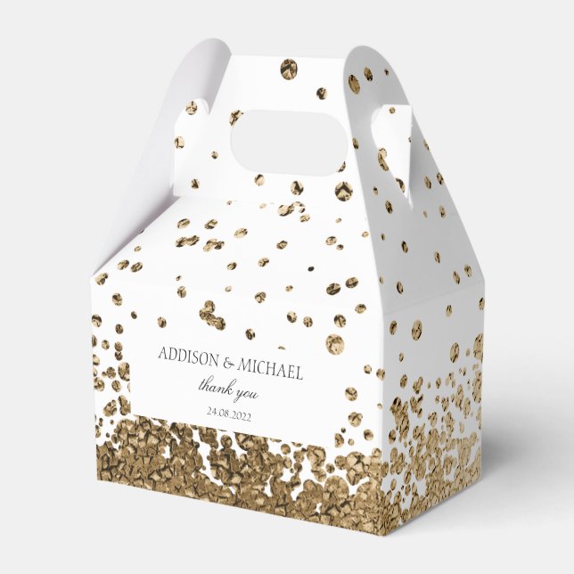 Elegant Modern  Weiß-Gold Splatter Hochzeit Geschenkschachtel (Vorderseite)