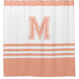 Elegant Modern  Whit& Peach Initial Monogram Duschvorhang