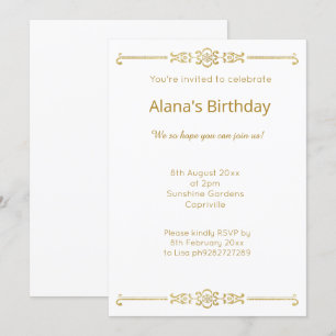 ELEGANT MODERN White GOLD BORD Einladung