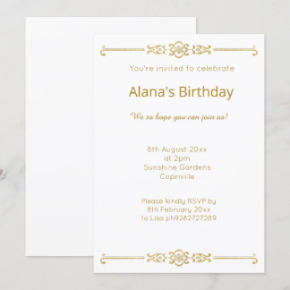 ELEGANT MODERN White GOLD BORD Einladung