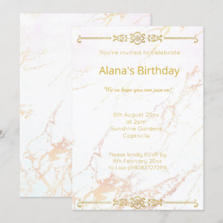 ELEGANT MODERN WHITE GOLD MARBLE GRENZE EINLADUNG