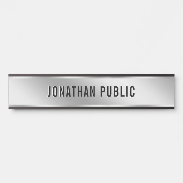 Elegant Modern Your Custom Text Silver House Türschild (Vorderseite )