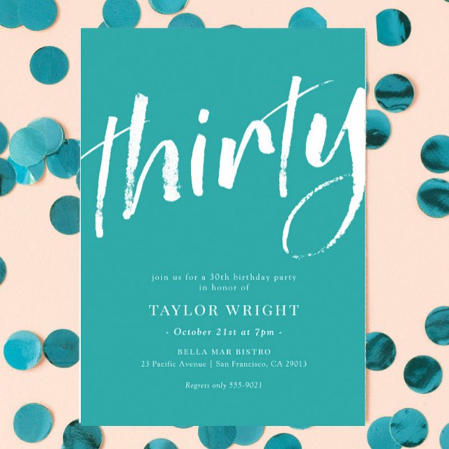 Elégant Moderne 30e Anniversaire Invitation fête (Créateur téléchargé)