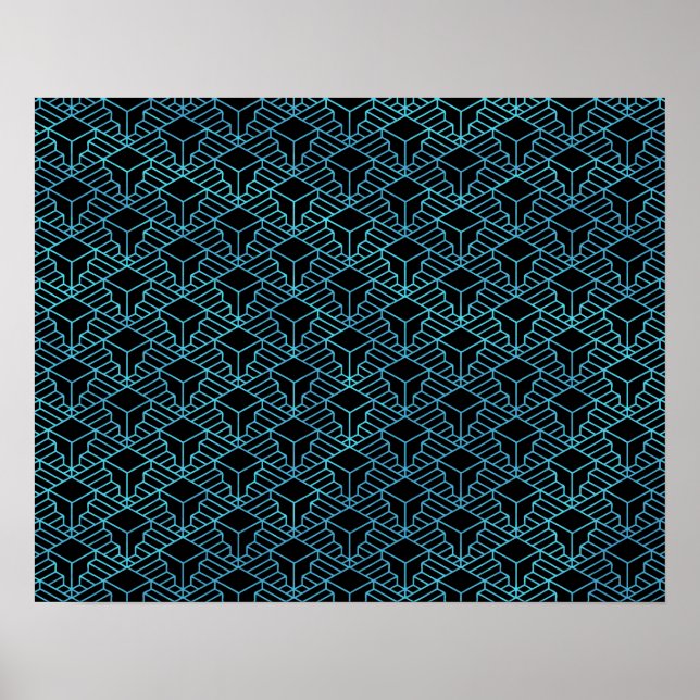 Elégant moderne Abstrait Bleu Art Déco Motif | (Devant)