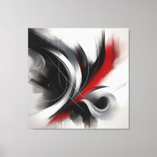Elegant Moderne Abstrakt-Schwarz-weiß- Leinwanddruck