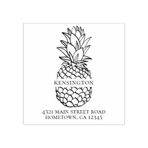 Elegant Moderne Ananas Familienname Adresse Gummistempel