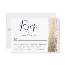 Elégant, moderne, bleu, Gold Foil Mariage carte RS