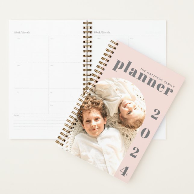Élégant moderne Blush Pink Calendrier photo person (Devant avec enveloppe)