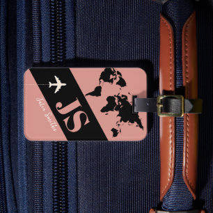 Elegant & Moderne Dusty Rose Flugzeug Reise Gepäckanhänger