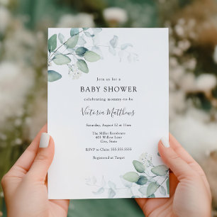 Elégant moderne Eucalyptus Baby shower Invitation