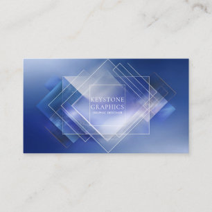 Elegant moderne geometrische blaue und weiße Raute Visitenkarte