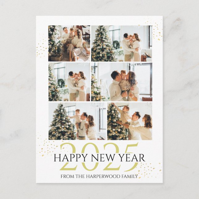 Elegant Moderne glückliche Jahresfotografie Feiertagspostkarte (Vorderseite)