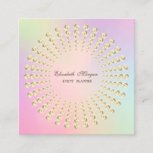 Elegant Moderne Gold Diamanten Holografisch Quadratische Visitenkarte