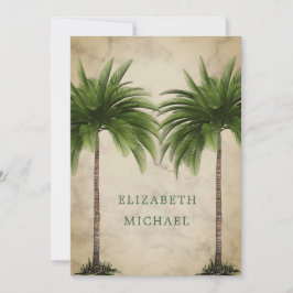 Elegant Moderne Grüne Palme Formal Champagne Hochz Einladung