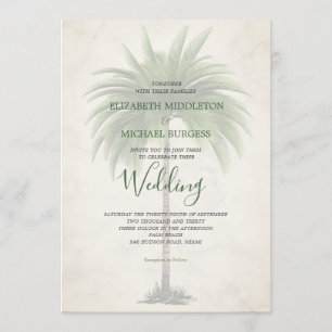 Elegant Moderne Grüne Palme Formal Champagne Hochz Einladung