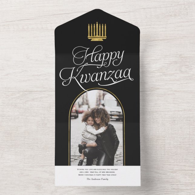 élégant moderne Happy Kwanzaa cartes photos de fam (À l'intérieur)