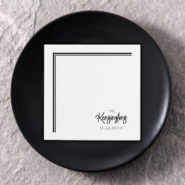 Elegant Moderne Hochzeit Schwarz-Weiß Serviette