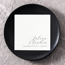 Elegant Moderne Hochzeit Schwarz-Weiß Serviette