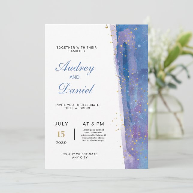 Elegant Moderne Hochzeitseinladung, Minimalistisch Einladung (Stehend Vorderseite)