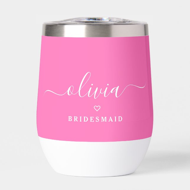 Élégant moderne Hot Pink Bridesmaid Nom personnali (Avant)
