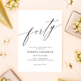 Elegant Moderne Kalligraphie 40. Geburtstag Einladung