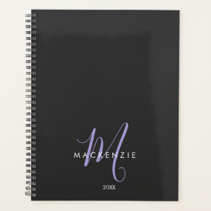 Élégant moderne Lavande Noire Script Monogramme