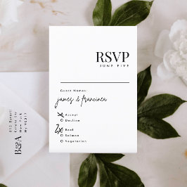 Élégant moderne Noir et Blanc Mariage Noms RSVP