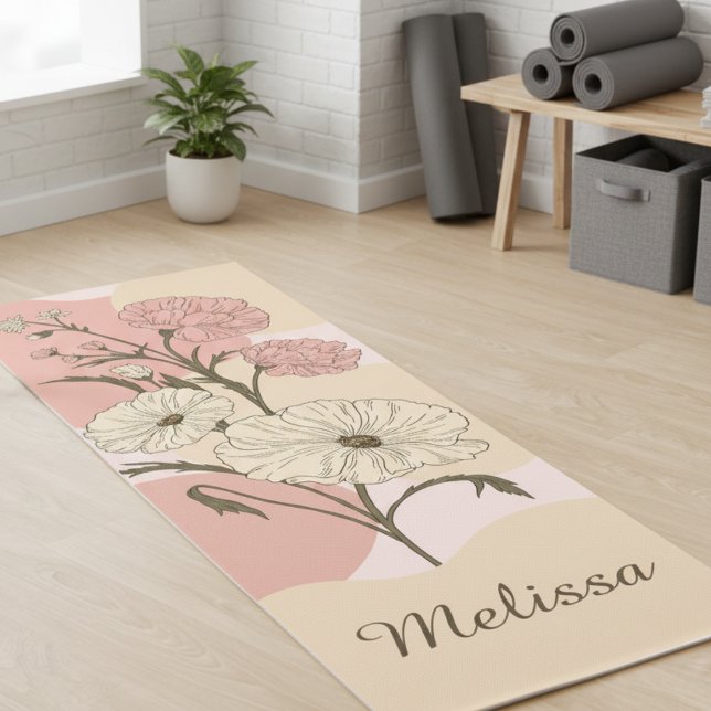 Elegant Moderne Pastellfarben Orange und Pink Flor Yogamatte (Von Creator hochgeladen)
